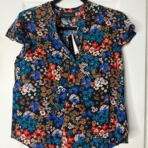 Premise Women's Vibrant Floral Blouse - Blue, Red, Brown